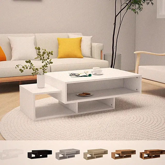 Couchtisch Sofatisch Kaffeetisch Beistelltisch mit 3 Fächer Wohnzimmer Tisch