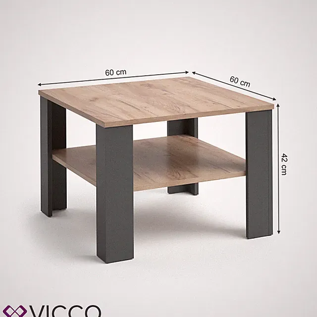 Couchtisch Sofatisch Kaffeetisch Homer Anthrazit Sandeiche 60x60 cm Vicco