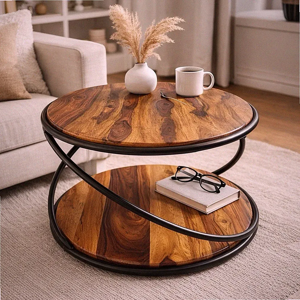 Couchtisch Sofatisch Massivholz 58x58x35 cm Wohnzimmertisch Tisch Rund