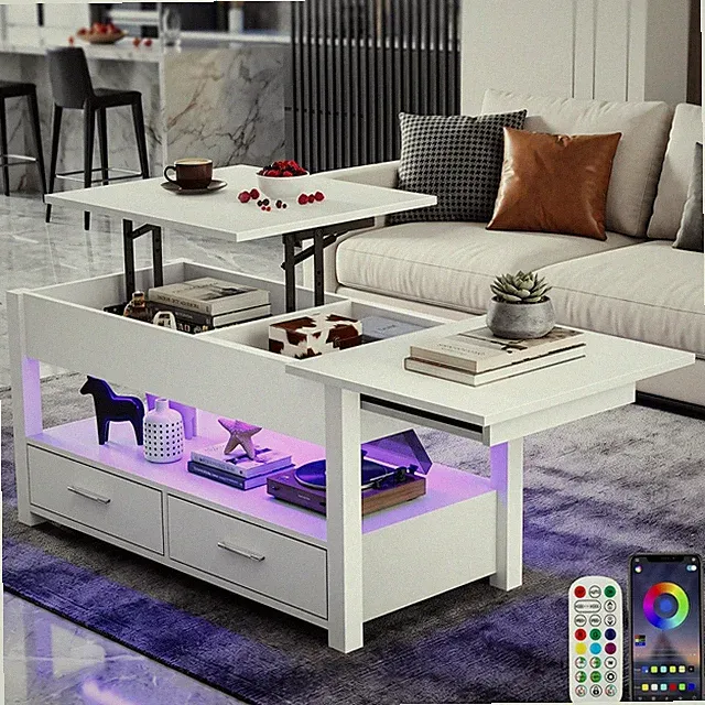 Couchtisch Sofatisch Wohnzimmertisch Hochglanz mit RGB LED Beleuchtung