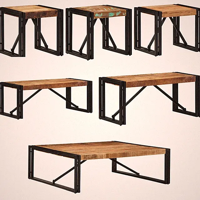 Couchtisch Sofatisch Wohnzimmertisch Kaffeetisch Holztisch Eisengestell