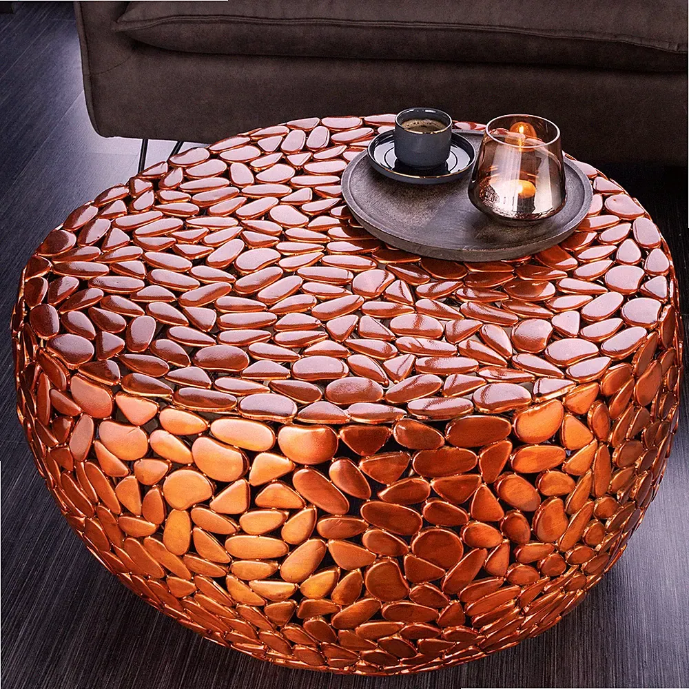 Couchtisch STONE MOSAIC - 75cm - kupfer - Metall - Mosaik handmade Sofatisch