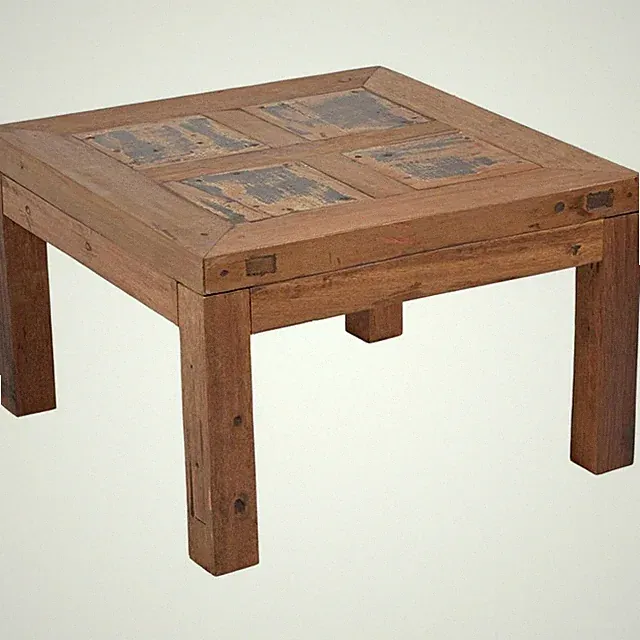 Couchtisch Teak Holz Braun quadratisch B: 70cm Shabby Chic Wohnzimmer Sofa Tisch