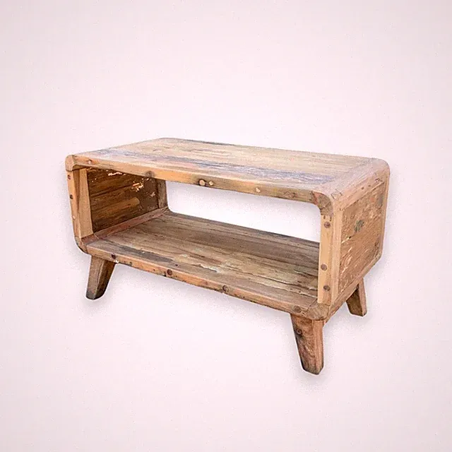 Couchtisch Teakholz massiv 81 x 49 x 41 cm Handarbeit Unikat Kaffeetisch