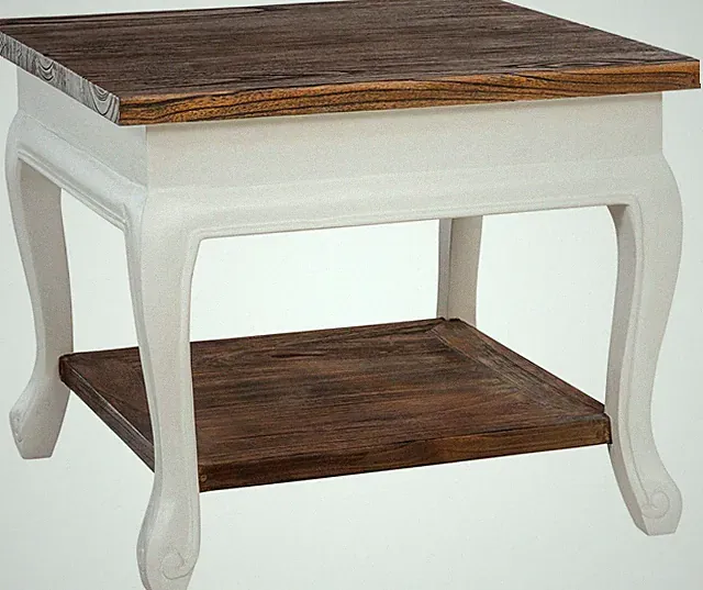 Couchtisch Thordis quadratisch 60 x 60 cm Holz mit 2 Ebenen rustikaler Stil