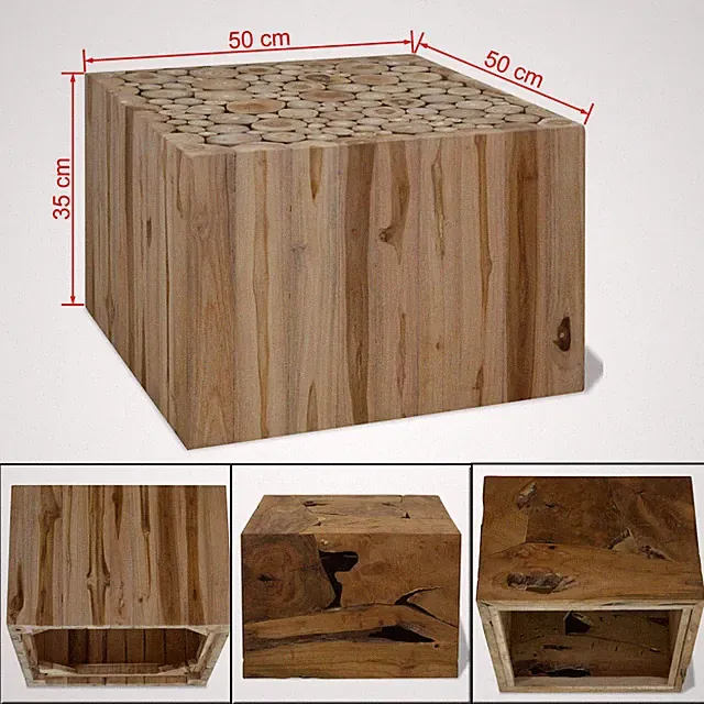 Couchtisch Tisch Beistelltisch Wohnzimmertisch Sofatisch Kaffeetisch Teak 50 cm