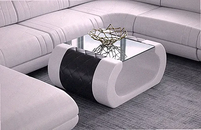 Couchtisch Tisch Wohnzimmertisch RIMINI Ledertisch Design Beistelltisch Stauraum