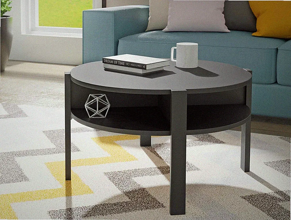 Couchtisch TOBAGO rund Schwarz matt, von Forte