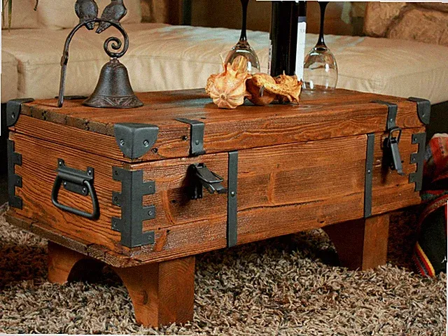 Couchtisch Truhe Kiste Beistelltisch Massivholzmöbel Sofatisch Antik Stil