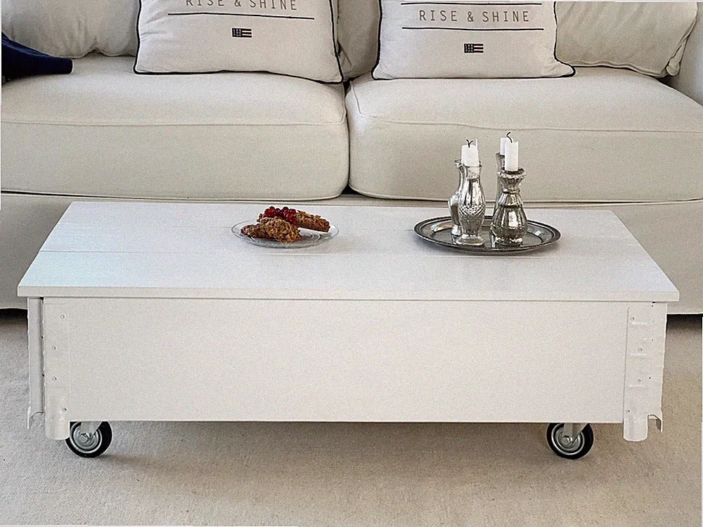 Couchtisch Truhe Wohnzimmertisch Sofatisch Holz massiv vintage shabby loft weiß