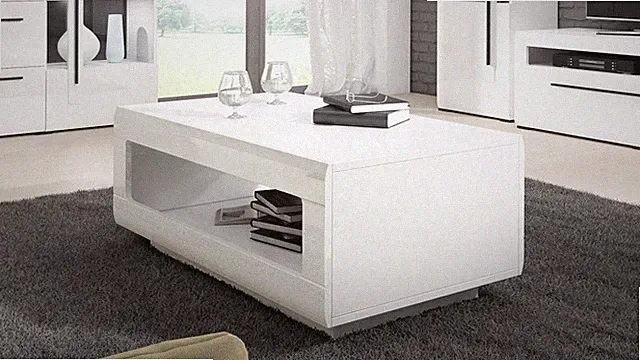 Couchtisch Tulsa Wohnzimmertisch 1 Ablagefach 110x60 cm in weß Hochglanz Dekor