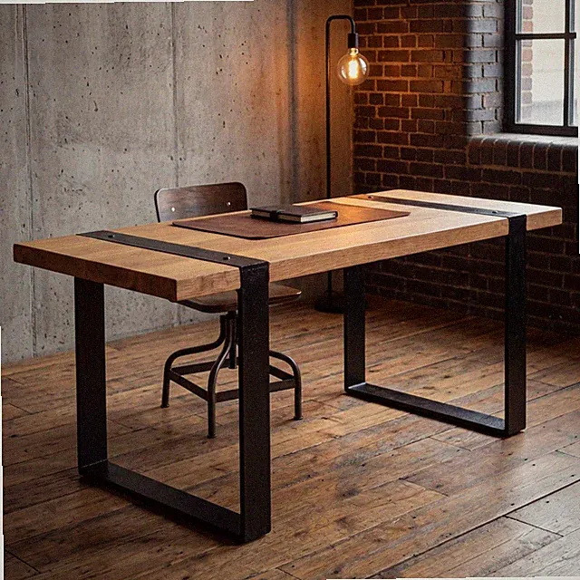 Couchtisch Upcycling Teakholz 120 cm lang Kufengestell Industrial Kaffee Tisch
