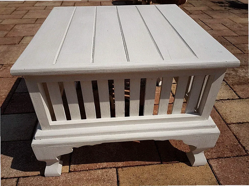 Couchtisch weiß antik finish shabby Landhaus massivholz Tisch retro