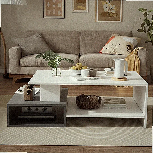 Couchtisch Weiß Wohnzimmertisch Holz Beistelltisch Modern Couchtisch