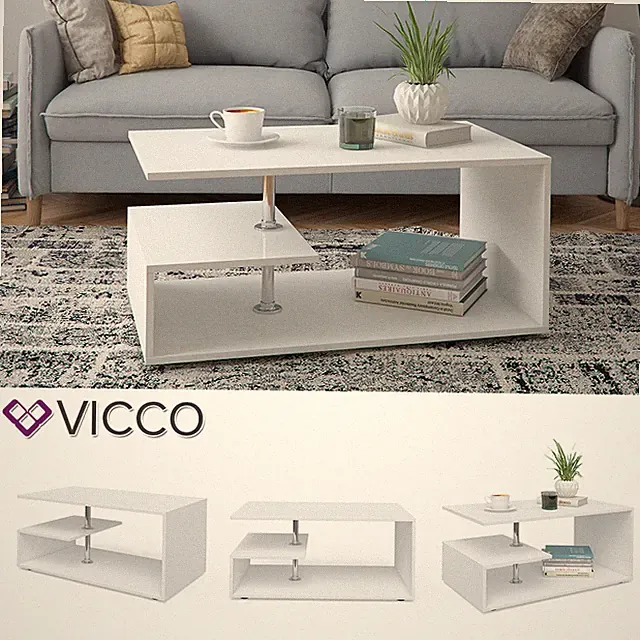 Couchtisch Wohnzimmer Sofatisch Kaffeetisch Guillerrmo in Weiß Vicco