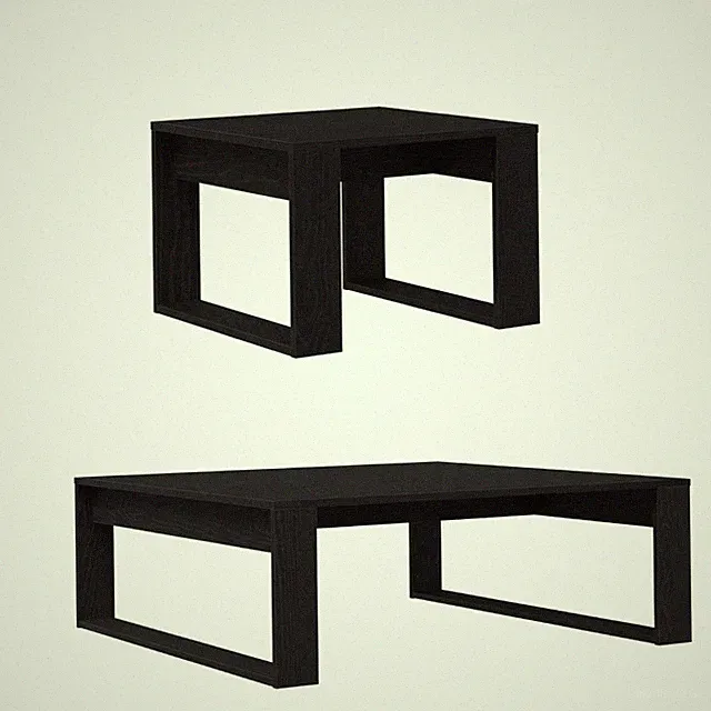 Couchtisch Wohnzimmer-Tisch Beistelltisch Satztisch Tisch Holzwerkstoff Schwarz
