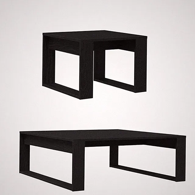 Couchtisch Wohnzimmer-Tisch Beistelltisch Satztisch Tisch Holzwerkstoff Schwarz