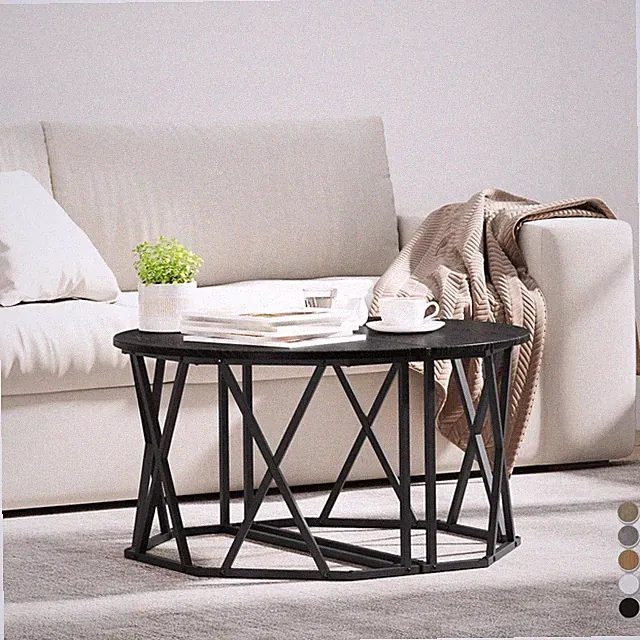 Couchtisch Wohnzimmer Tisch Rund ø 80cm Beistelltisch Metall Gestell Kaffeetisch