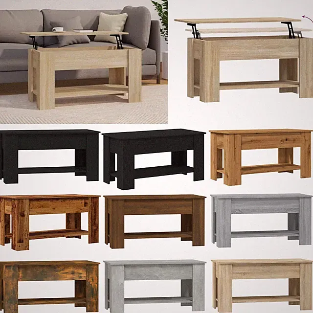Couchtisch Wohnzimmertisch 101x49x52 cm Holzwerkstoff Verstellbarer Schreibtisch