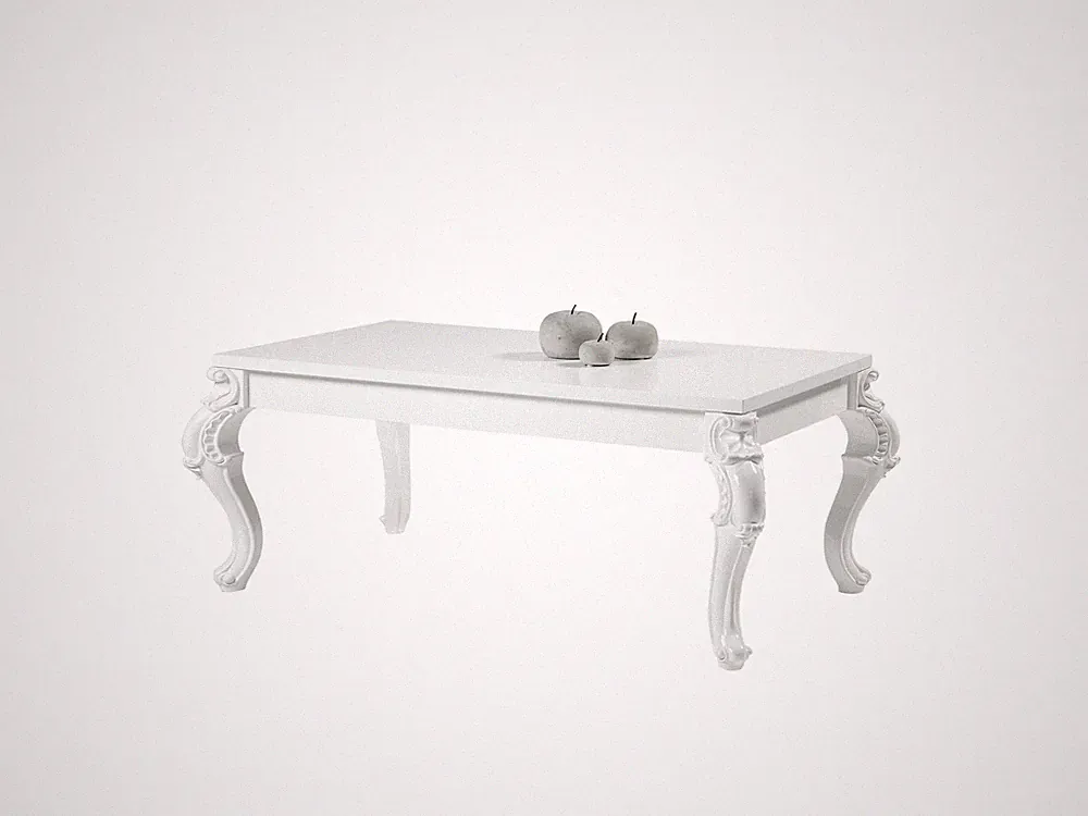 Couchtisch Wohnzimmertisch Barock Optik Hochglanzlack Weiß Kratzfest 120x70x50cm