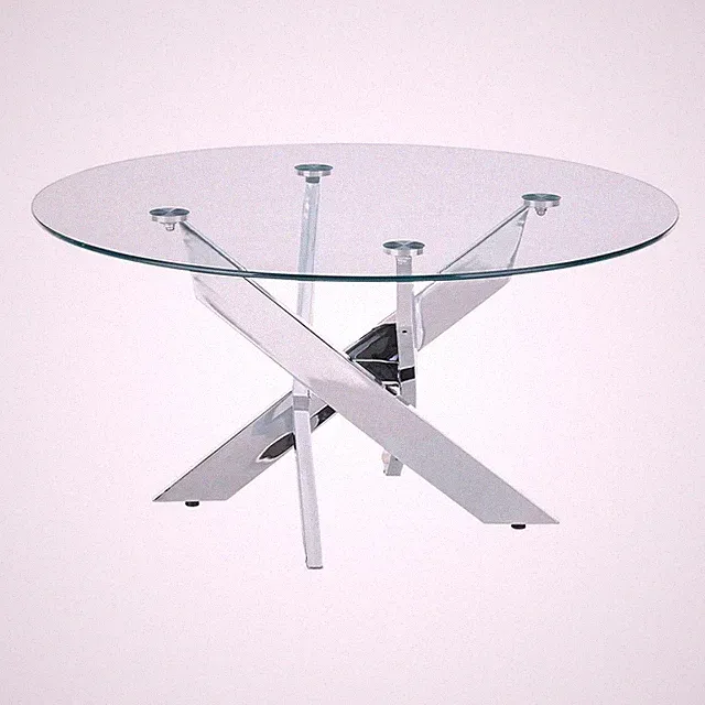 Couchtisch Wohnzimmertisch Chromfarben Transparent Sicherheitsglas Metall 80 cm