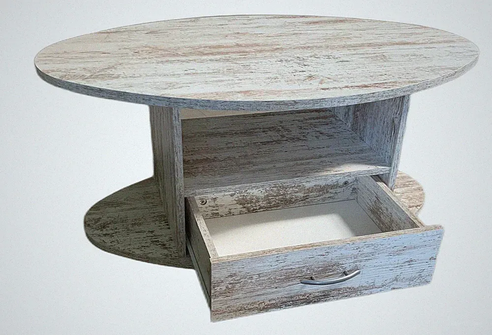 Couchtisch Wohnzimmertisch Ella Oval Landhaus Canyon White Pine 92x55cm NEU