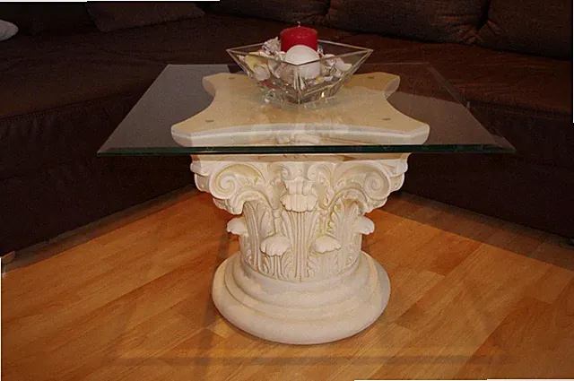 Couchtisch Wohnzimmertisch Glastisch Steinmöbel Barock Antiker Beistelltisch