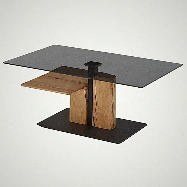 Couchtisch Wohnzimmertisch Höhenverstellbar Grau Glas Eichenholz geölt 105x65 cm