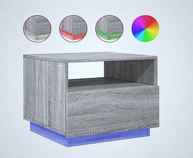 Couchtisch Wohnzimmertisch mit LED Licht Sofatisch Kaffeetisch Beistelltisch