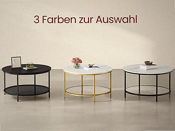 Couchtisch Wohnzimmertisch moderner Stil Marmoroptik 80 x 46 cm (Ø x H)