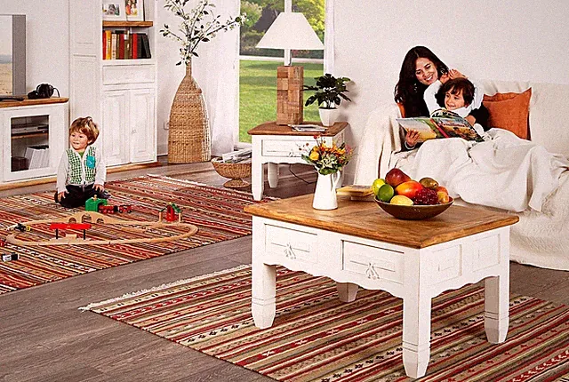 Couchtisch Wohnzimmertisch, Pinie massiv, original Mexico Landhausstil Möbel