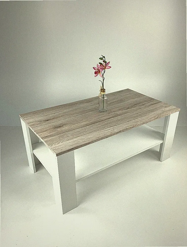 Couchtisch Wohnzimmertisch Sofa Kaffeetisch Bea 100 x 54 cm Sandeiche Weiß NEU