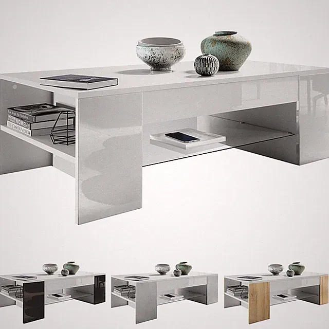 Couchtisch Wohnzimmertisch Sofatisch Beistelltisch Glas Clip in Weiß
