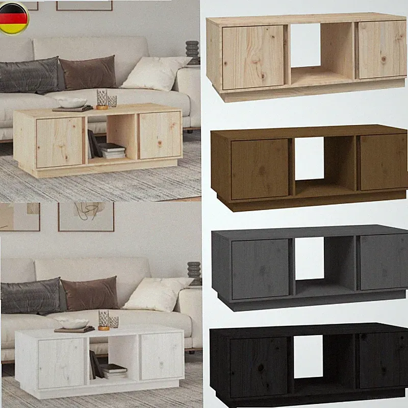 Couchtisch Wohnzimmertisch Sofatisch Kaffeetisch Holz Tisch mit 3 Fächern DE
