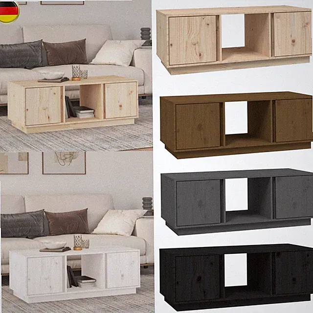 Couchtisch Wohnzimmertisch Sofatisch Kaffeetisch Holz Tisch mit 3 Fächern DE