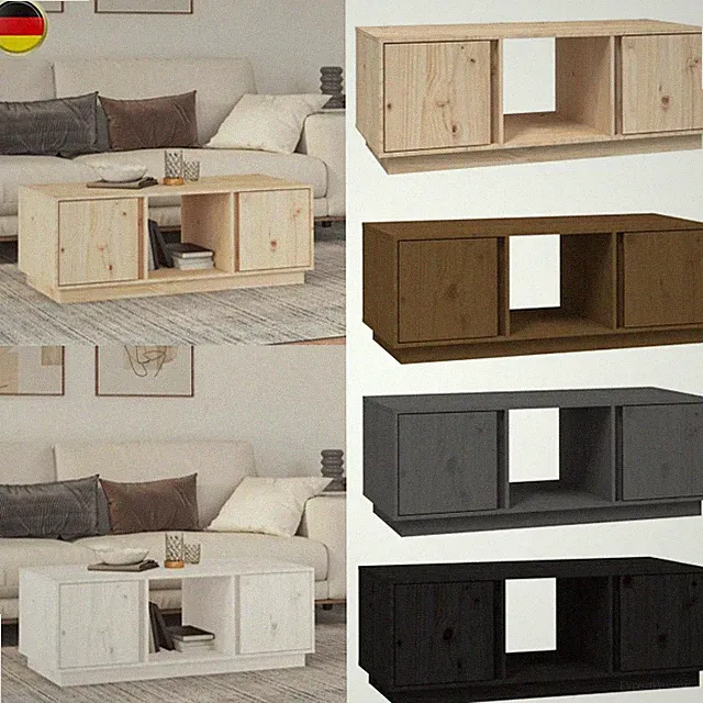 Couchtisch Wohnzimmertisch Sofatisch Kaffeetisch Tisch Mit 3 Fächern und 2 Türen