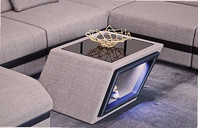 Couchtisch Wohnzimmertisch Tisch CATANIA Design Stoff Polster Beistelltisch LED