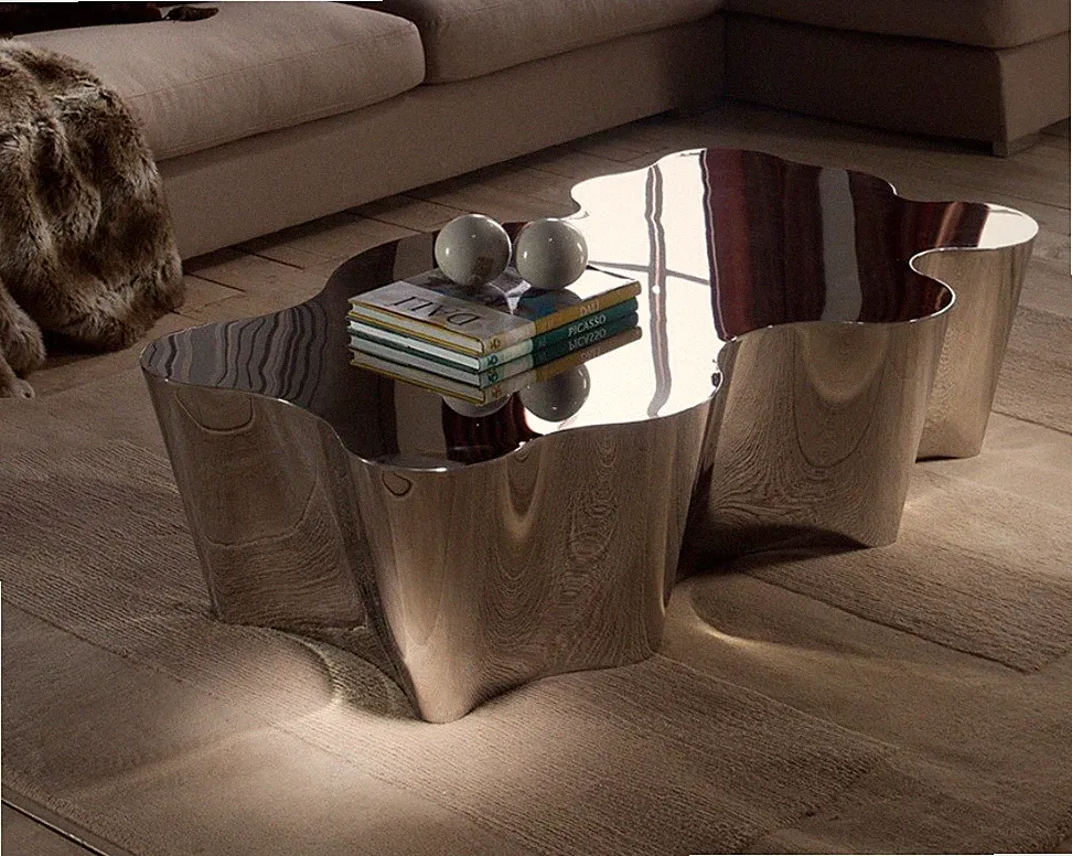 Couchtisch Wohnzimmertisch Tisch Edelstahl Chrom Design Beistelltisch ARCADIA
