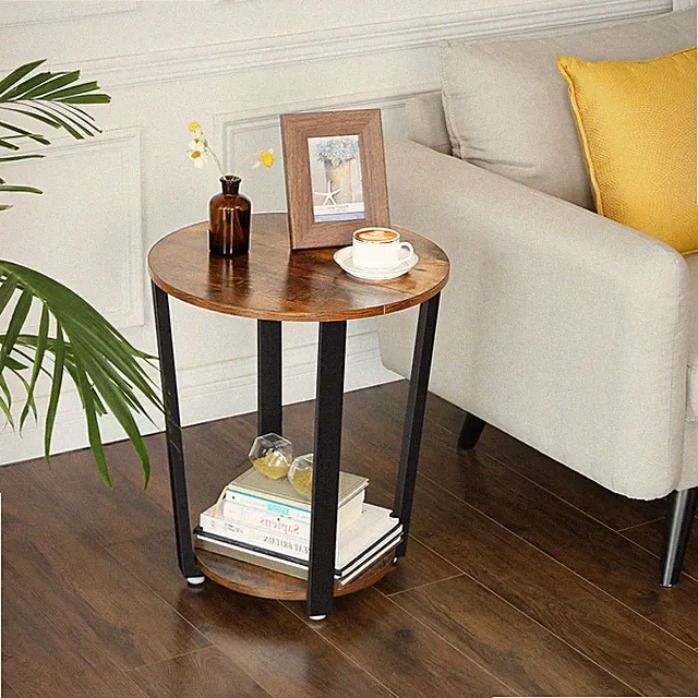 Couchtische Beistelltisch Kaffeetisch Rund Sofatisch Eisengestell 1Ablage LET57X