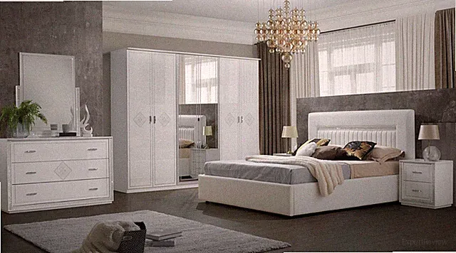 CRISTAL - Komplettes Schlafzimmer-Set Weiß Hochglanz