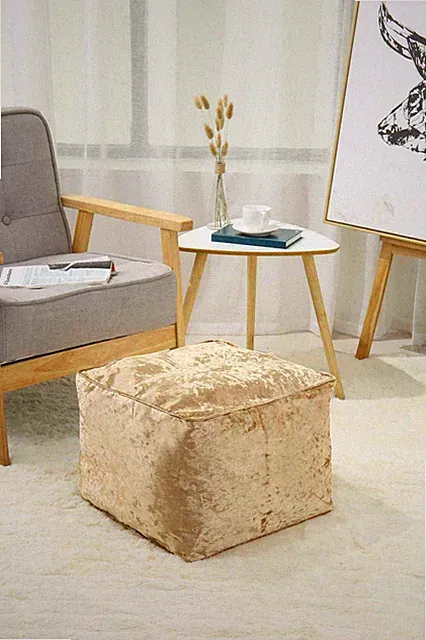 Crushed Velvet Sitzsack Würfel Luxus Fußhocker Auflage Sitz Weich Pouffe Sitzsäcke