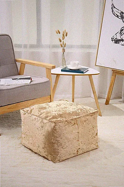 Crushed Velvet Sitzsack Würfel Ottomane Fußstütze Hocker Pouf Beanbag 40x40x30 cm