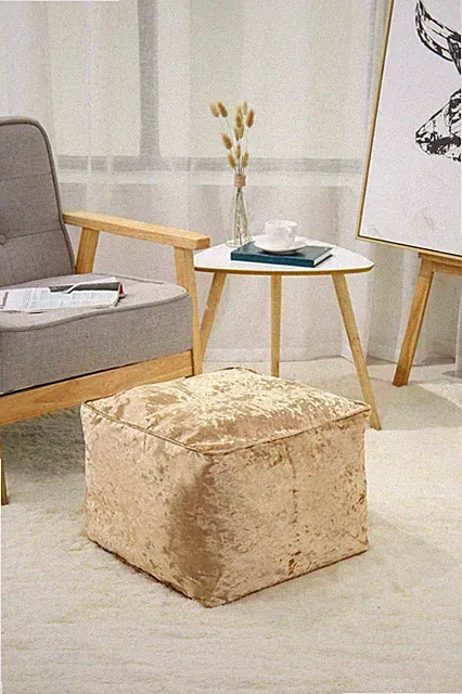 Crushed Velvet Sitzsack Würfel Pouffe Fuß Hocker Auflage Ottomane Beanbag 40 x 40 cm