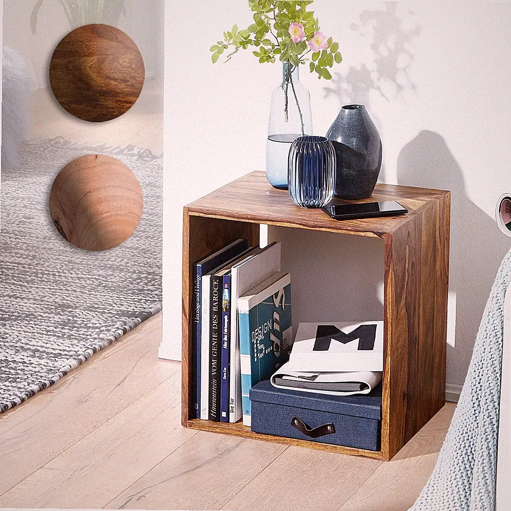 Cube Massivholz Regal Beistelltisch Tisch Holzcube Würfelregal Couchtisch