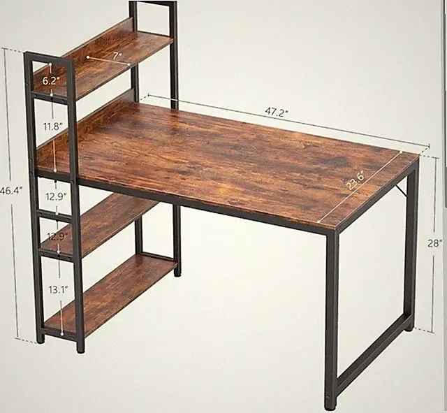 CubiCubi Desk, 120 x 60 cm, Large Computer Desk with Shelf Right or Left