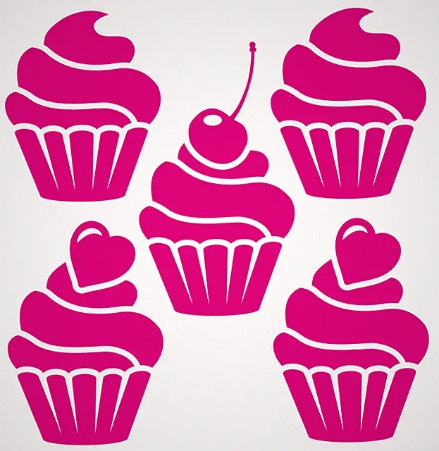 CUPCAKE AUFKLEBER Deko Sticker Set Muffin Kuchen Fliesen Küche Laptop Auto Glas