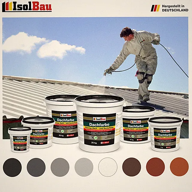 Dachfarbe 1,5kg - 25kg Fassadenfarbe Sockelfarbe Betonfarbe RAL Farbe 100% ECO