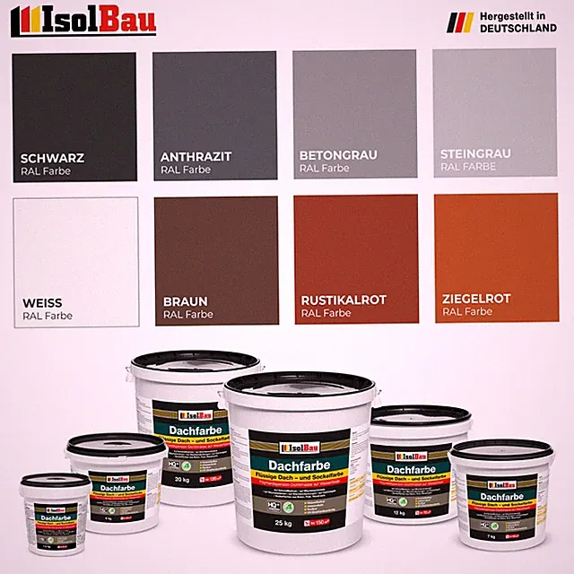 Dachfarbe 1,5kg - 25kg Sockelfarbe Dachlack Ziegelrot Anthrazit Steingrau Braun