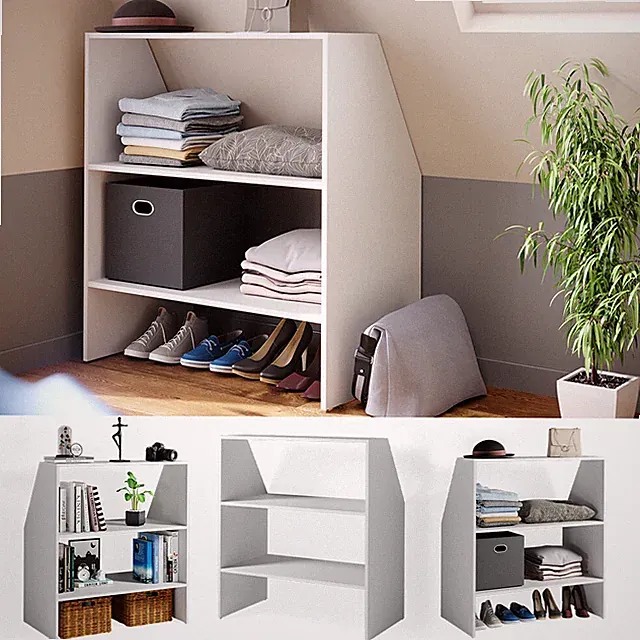 Dachschrägenregal Bücherregal Wandregal Standregal Regal Dachschräge Weiß Vicco