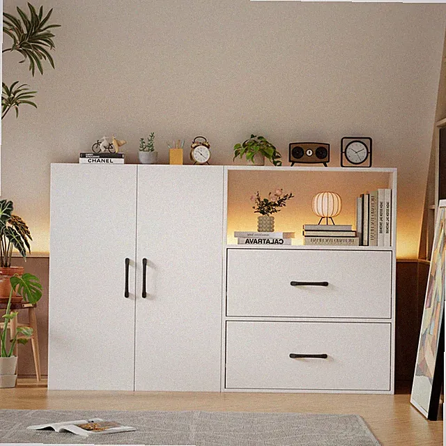 Dachschrägenregal mit 2 Türen Dachschrägenschrank 100x 80x 51.5CM Kleiderschrank